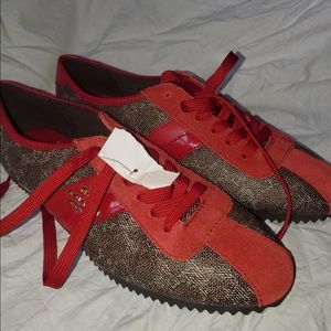 Coach red and brown sneakers